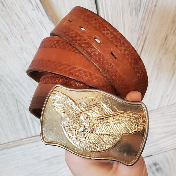 Other - Vintage Top Grain Leather Belt w/Eagle Buckle